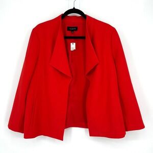 NWT TALBOTS $169 Solid Red Lined Open Front Lapel Draped Jacket Blazer Top - 16